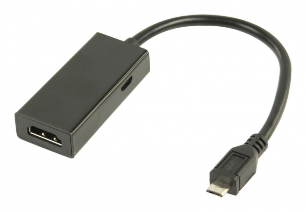 MHL Kabel USB Micro-B 5-Pins Male - HDMI Uitgang + USB-Micro-B Female 0.20 m Zwart