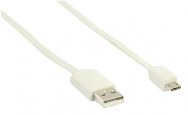 USB 2.0 Kabel USB A Male - Micro-B Male Plat 1.00 m Wit