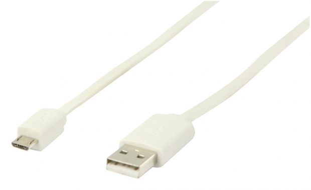 USB 2.0 Kabel USB A Male - Micro-B Male Plat 1.00 m Wit