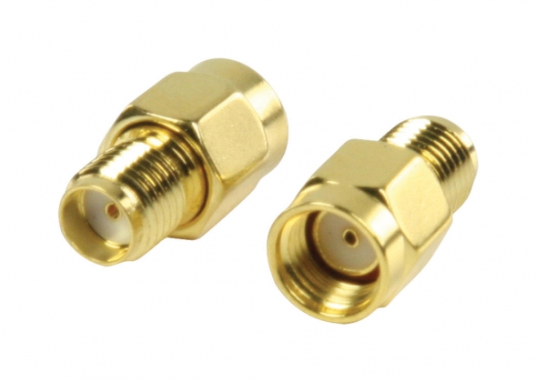 SMA-Adapter RP SMA Male - SMA Female Goud