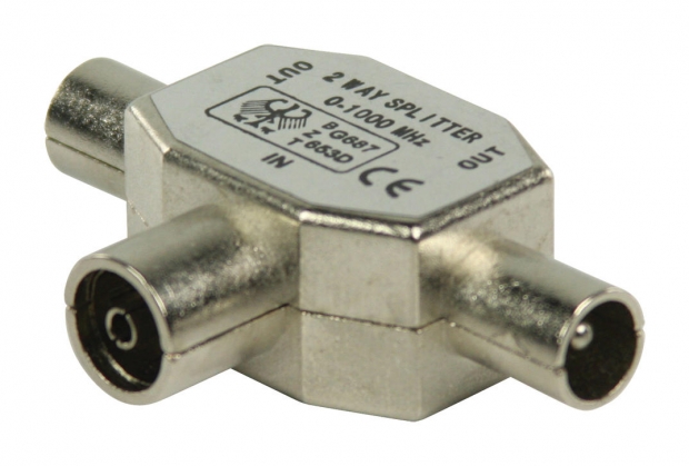Coax-Adapter 2x Coaxconnector Male (IEC) - Coax Female (IEC) Zilver