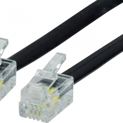 Telecomkabel RJ10 (4/4) Male - RJ10 (4/4) Male Plat 1.00 m Zwart