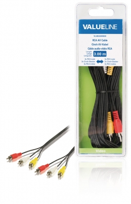 Composiet Videokabel 3x RCA Male - 3x RCA Male 3.00 m Zwart