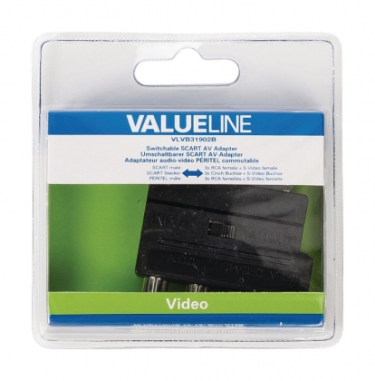SCART-Adapter Schakelbaar SCART Male - S-Video Female + 3x RCA Female Zwart