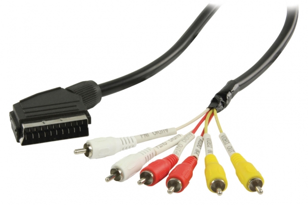 SCART Kabel SCART Male - 6x RCA-Connector 2.00 m Zwart