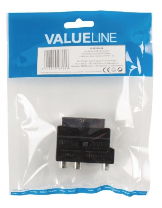 SCART-Adapter Schakelbaar SCART Male - S-Video Female + 3x RCA Female Zwart
