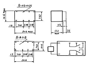 DIL RELAIS 1A/30VCC-125VCA 2 x WISSEL 6Vdc