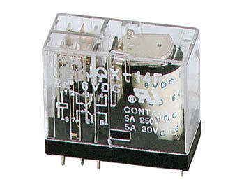 VERTICAAL RELAIS 5A/30VDC-220VAC 2 x WISSEL 12Vdc