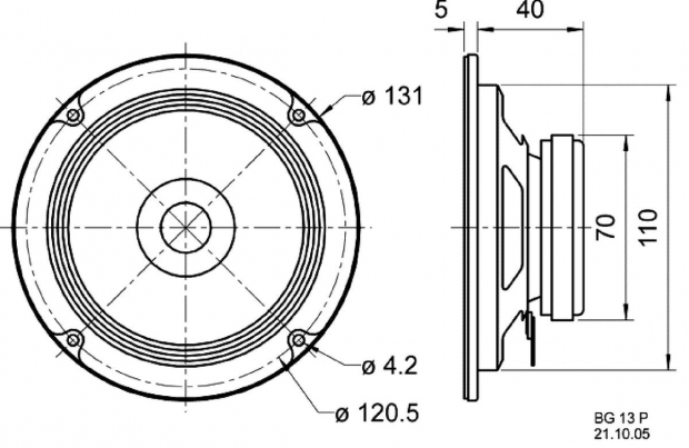 BG 13 P - 8 Ohm - 13 cm (5") full-range luidspreker