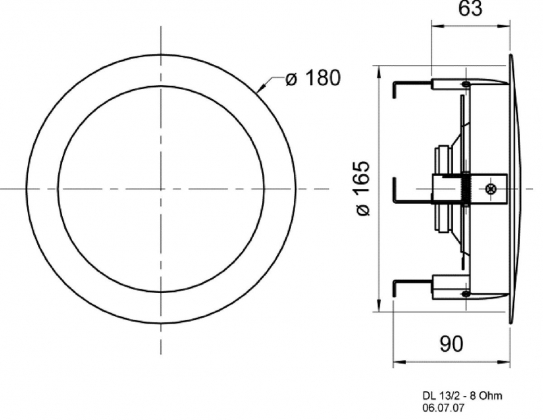 DL 13/2 T - 8 Ohm - 13 cm (5") HiFi-plafondluidspreker