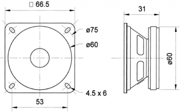 FRS 7 - 8 Ohm - 6,5 cm (2,5") fullrange luidspreker