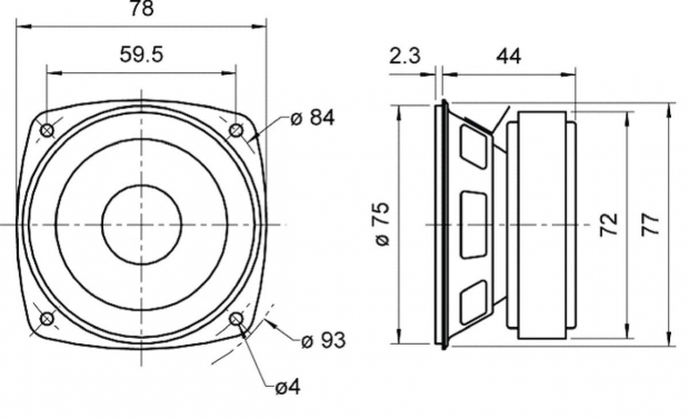 FRS 8 M - 8 Ohm - 8 cm (3,3") HiFi fullrange luidspreker