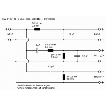 HW 3/120 NG - 8 Ohm - Crossover