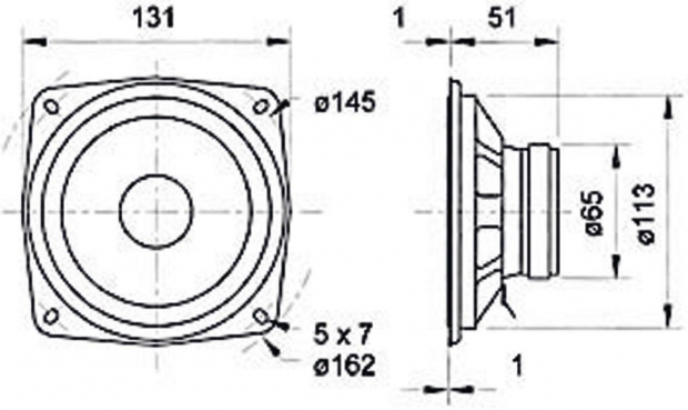 Low / midrange luidspreker 13 cm (5") 8 Ohm