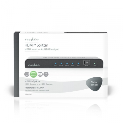 HDMI™-Splitter | 4-Poorts poort(en) | HDMI™ Input | 4x HDMI™ Output | 4K@60Hz | 18 Gbps | Metaal | Antraciet