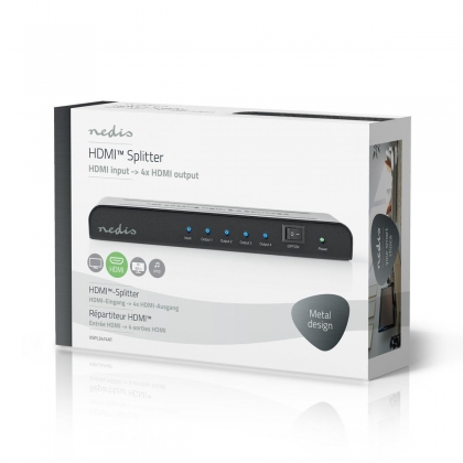 HDMI™-Splitter | 4-Poorts poort(en) | HDMI™ Input | 4x HDMI™ Output | 4K@60Hz | 18 Gbps | Metaal | Antraciet