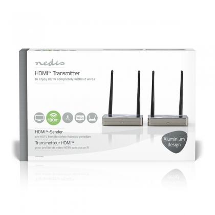 Draadloze HDMI™-Zender | Wi-Fi | 5.15 - 5.85 MHz | 100 m (gezichtsveld) | Maximale resolutie: 1080p | 6.75 Gbps | IR Return-functie | ABS | Zilver