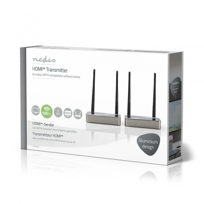 Draadloze HDMI™-Zender | Wi-Fi | 5.15 - 5.85 MHz | 100 m (gezichtsveld) | Maximale resolutie: 1080p | 6.75 Gbps | IR Return-functie | ABS | Zilver
