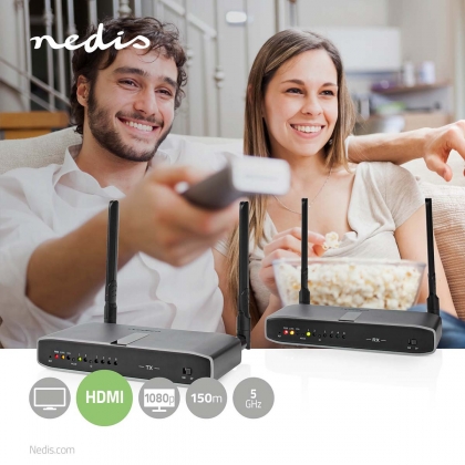 Draadloze HDMI™-Zender | Wi-Fi | 5.15 - 5.85 MHz | 100 m (gezichtsveld) | Maximale resolutie: Full HD 1080p | 6.75 Gbps | IR Return-functie | ABS | Antraciet