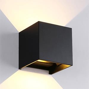 Wandlamp Thebe 2x3W LED aluminium vierkant zwart DTW