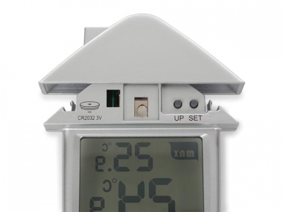 TRANSPARANTE RAAMTHERMOMETER MET MIN- EN MAXAANDUIDING