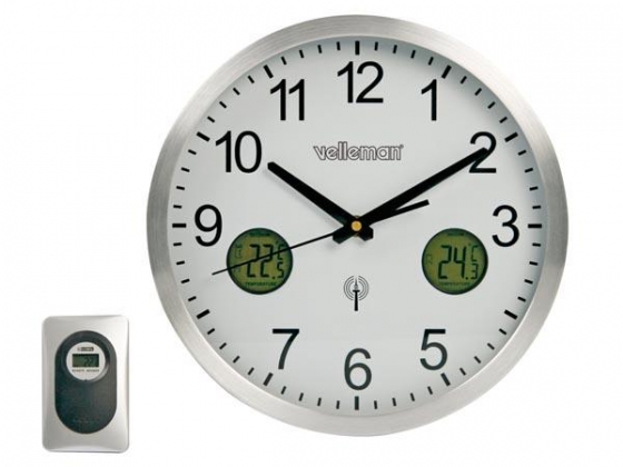 DCF WANDKLOK Ø30cm - BINNEN-/BUITENTEMPERATUUR EN TENDENSWEERGAVE