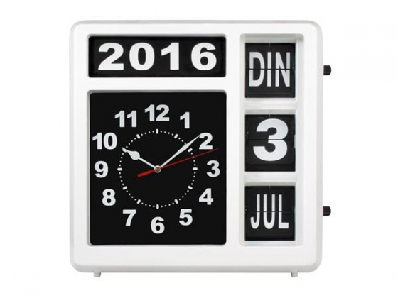 FLIPOVER SENIOREN WANDKLOK MET KALENDER - 31 x 31 cm - NEDERLANDS