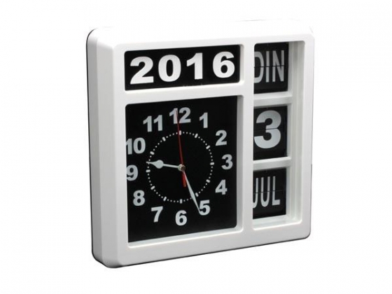 FLIPOVER SENIOREN WANDKLOK MET KALENDER - 31 x 31 cm - NEDERLANDS