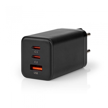 Oplader | 65 W | GaN | Snellaad functie | 3.0 / 3.25 A | Outputs: 3 | USB-A / 2x USB-C™ | Automatische Voltage Selectie