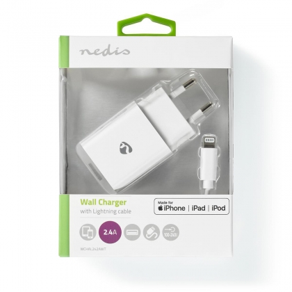 Oplader | 12 W | Snellaad functie | 1x 2.4 A | Outputs: 1 | USB-A | Lightning 8-Pins (Los) Kabel | 1.00 m | Single Voltage Output