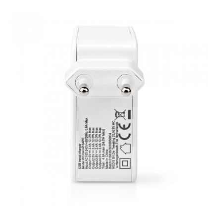 Oplader | 24 W | Snellaad functie | 4x 2.4 A | Outputs: 4 | 4x USB-A | Geen Kabel Inbegrepen | Single Voltage Output