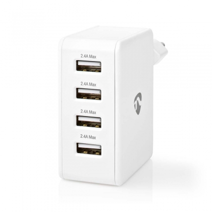 Oplader | 24 W | Snellaad functie | 4x 2.4 A | Outputs: 4 | 4x USB-A | Geen Kabel Inbegrepen | Single Voltage Output