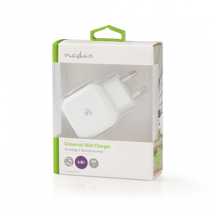 Oplader | 24 W | Snellaad functie | 2x 2.4 A | Outputs: 2 | 2x USB-A | Geen Kabel Inbegrepen | Single Voltage Output