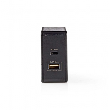 Oplader | 45 W | Snellaad functie | 2.25 / 2.4 / 3.0 A | Outputs: 2 | USB-A / USB-C™ | Geen Kabel Inbegrepen | Automatische Voltage Selectie