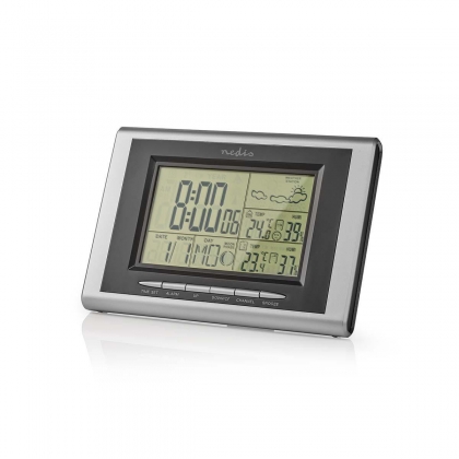 Weerstation | Binnen & Buiten | Inclusief draadloze weersensor | Weersvoorspelling | Tijdweergave | LCD met Achtergrondverlichting | Wekkerfunctie