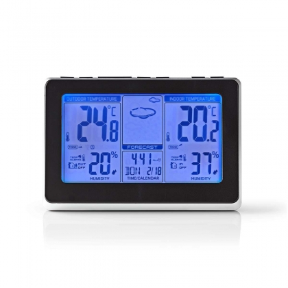 Weerstation | Binnen & Buiten | Inclusief draadloze weersensor | Weersvoorspelling | Tijdweergave | LCD-Scherm | Wekkerfunctie