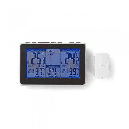 Weerstation | Binnen & Buiten | Inclusief draadloze weersensor | Weersvoorspelling | Tijdweergave | LCD-Scherm | Wekkerfunctie