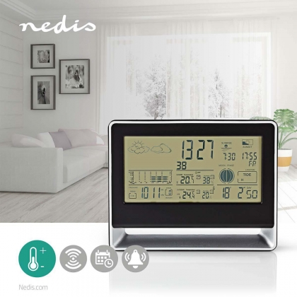 Weerstation | Binnen & Buiten | Inclusief draadloze weersensor | Weersvoorspelling | Barometer | Tijdweergave | Verlicht LCD-Scherm | Wekkerfunctie