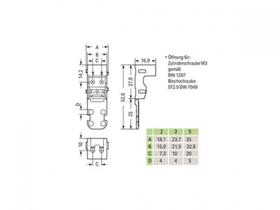 BEVESTIGINGSADAPTER - VOOR 5-DRAADSKLEMMEN - SERIE 221 - 4 mm² - VOOR SCHROEFBEVESTIGING - WIT