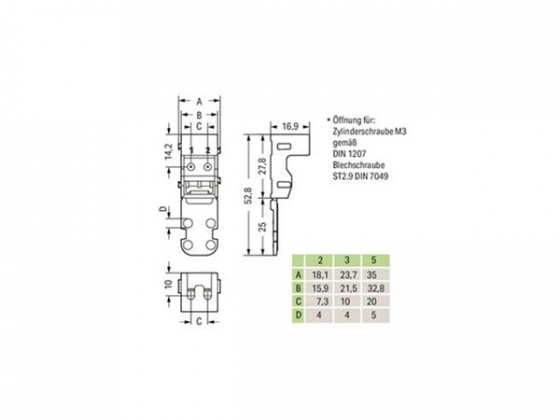 BEVESTIGINGSADAPTER - VOOR 5-DRAADSKLEMMEN - SERIE 221 - 4 mm² - VOOR SCHROEFBEVESTIGING - ZWART