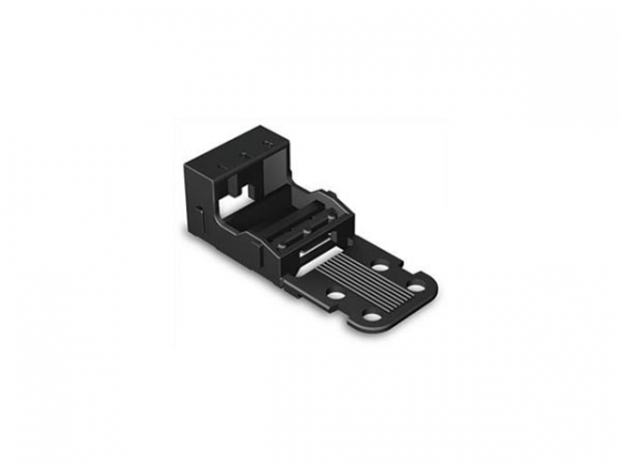 BEVESTIGINGSADAPTER - VOOR 3-DRAADSKLEMMEN - SERIE 221 - 4 mm² - MET KLIKVOETJE VOOR HORIZONTALE MONTAGE - ZWART
