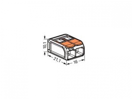 WAGO COMPACT-VERBINDINGSKLEM - VOOR ALLE SOORTEN GELEIDERS - MAX. 6 mm² - 2-DRAADS - MET  HENDELS - BEHUIZINGSKLEUR TRANSPARANT