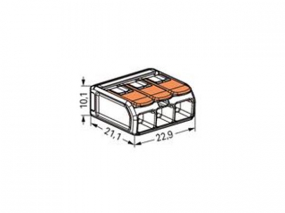 WAGO VERBINDINGSKLEM - MAX. 6 mm² - 3-VOUDIG - VOOR MASSIEF EN SOEPEL - MET HENDELS