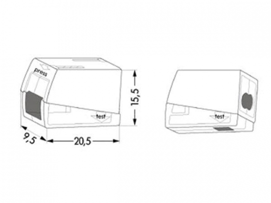 VERLICHTINGSCONNECTOR, 2.5mm, 2 RIGID - 1 FLEXIBEL, 105°, WHITE