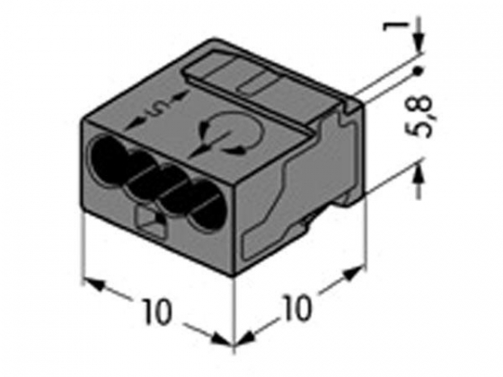 MICRO-DRAADCONNECTOR VOOR VERDEELDOZEN 4-ADERIG KLEMMENBLOK, DONKERGRIJS