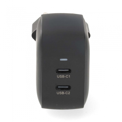 Oplader | 35 W | GaN | PD3.0 | Snellaad functie | 1.75 / 2.33 / 2.92 / 3.0 A | Outputs: 2 | 2x USB-C™ | Automatische Voltage Selectie | Zwart