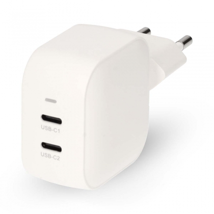 Oplader | 35 W | GaN | PD3.0 | Snellaad functie | 1.75 / 2.33 / 2.92 / 3.0 A | Outputs: 2 | 2x USB-C™ | Automatische Voltage Selectie | Wit
