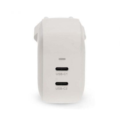 Oplader | 45 W | GaN | PD3.0 | Snellaad functie | 2.25 / 3.0 A | Outputs: 2 | 2x USB-C™ | Automatische Voltage Selectie | Wit