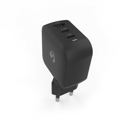 Oplader | 70 W | GaN | PD3.0 | Snellaad functie | 1.5 / 2.25 / 2.5 / 3.0 / 3.5 A | Outputs: 3 | USB-A / 2x USB-C™ | Automatische Voltage Selectie | Zwart