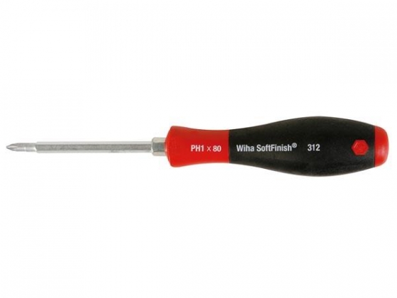 Wiha Schroevendraaier SoftFinish Phillips met zeskantschacht en zeskantaanzet (00764) PH1 x 80 mm